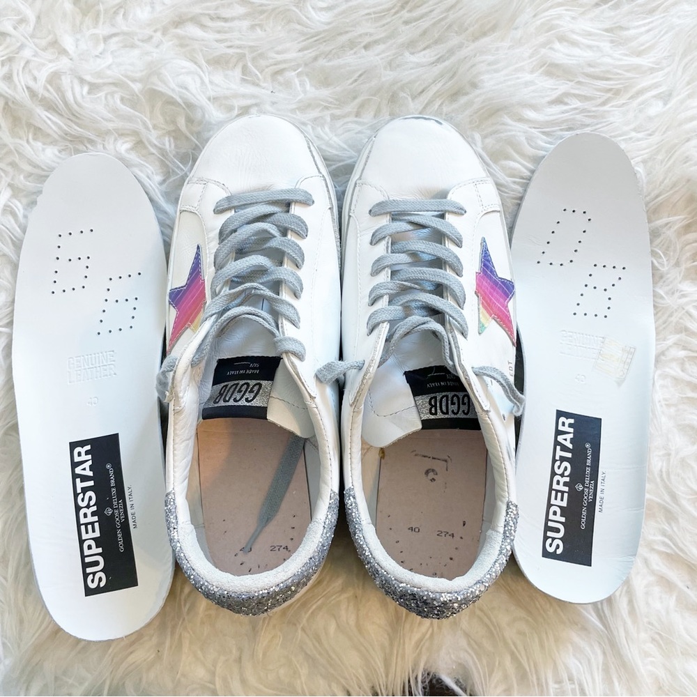 Golden Goose Superstar Rainbow Lace Up Sneaker size 40 NEW - Picture 12 of 14